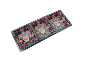 Prepara 3 Section Taco Tray with Day of the Dead design for organizing and serving taco toppings.