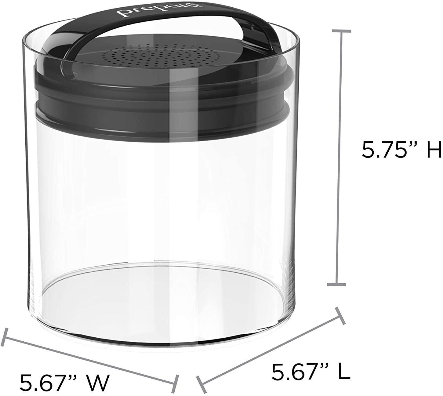 Prepara Evak Compact 0.5 Qt. Clear Glass Round Airtight Food Storage  Container with Push Down Lid 3018