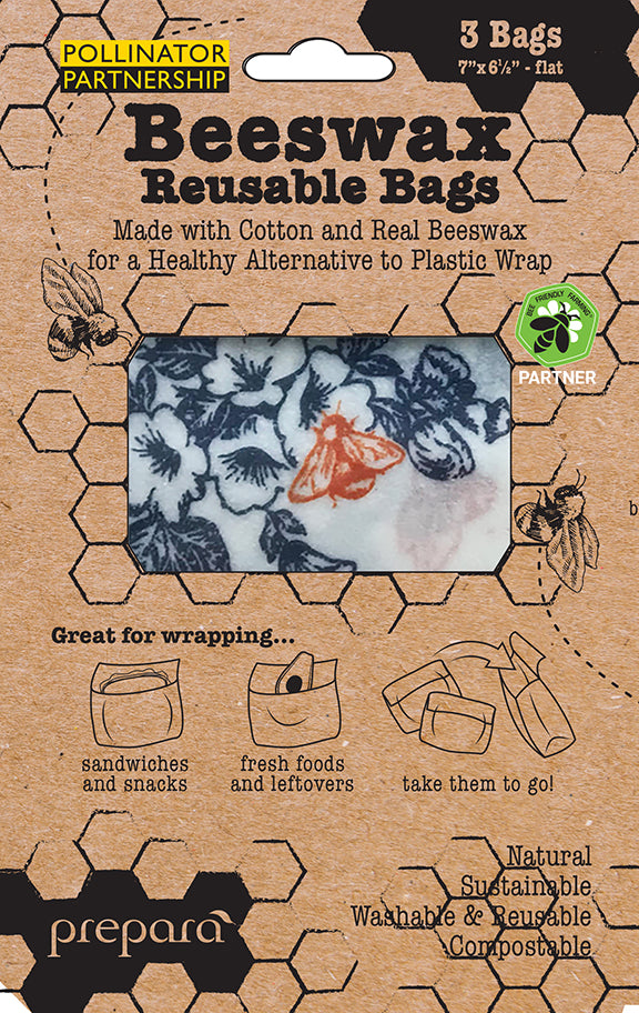 Natural Beewax Food Wrap (Floral) - Set 3 Bags