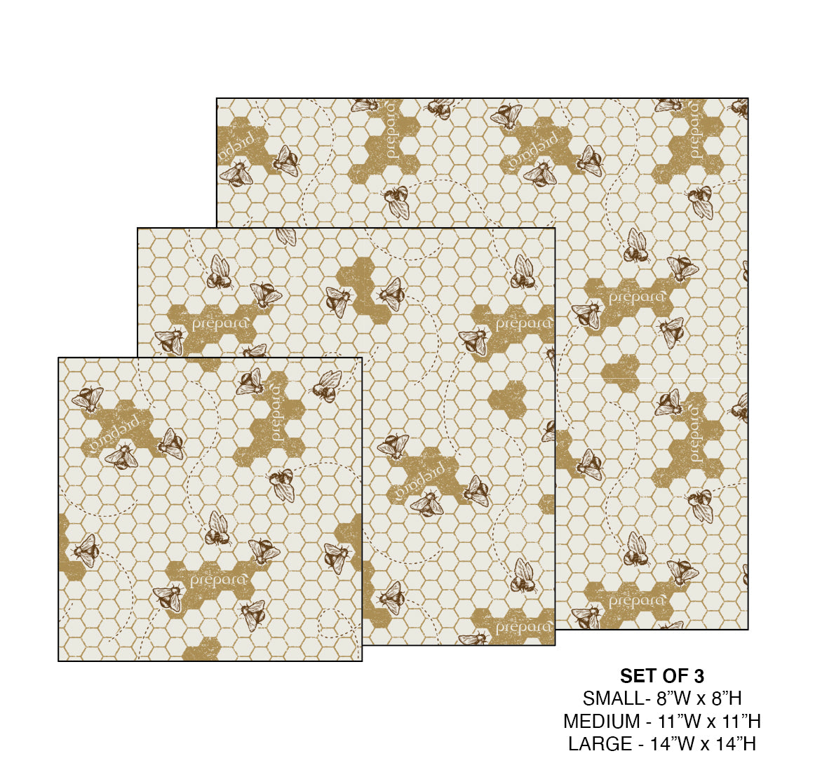 Natural Beewax Food Wrap (Honeycomb) - Set 3 Sheets