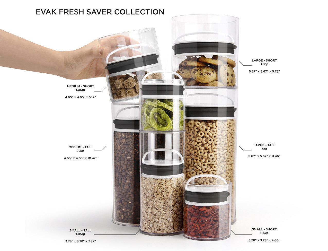 Prepara Evak Fresh Saver 1.8 Qt. Clear SAN Plastic Round Airtight Food  Storage Container with Push Down Lid 3043-B